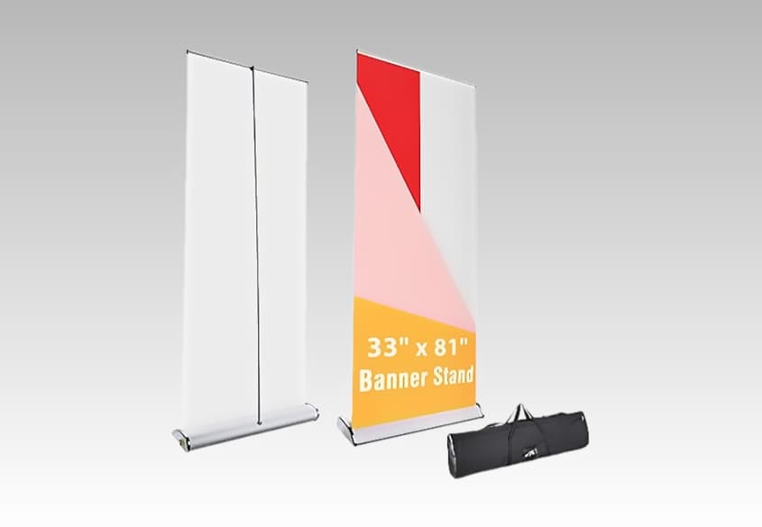 Retractable trade show banner stand from DesignPrint NYC